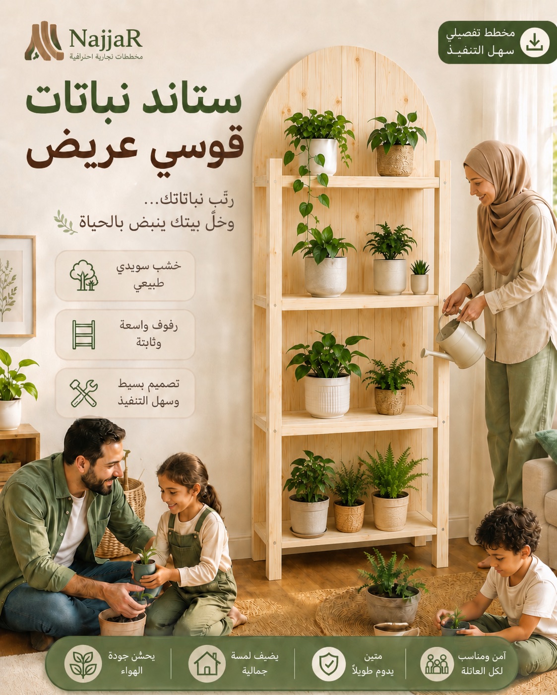 ستاند نباتات قوسي عريض